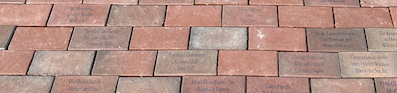 Rail trail with engraved bricks